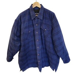 Vintage Big Yank Men's Blue Flannel Quilted Lining Overshirt Jacket Size 2XL